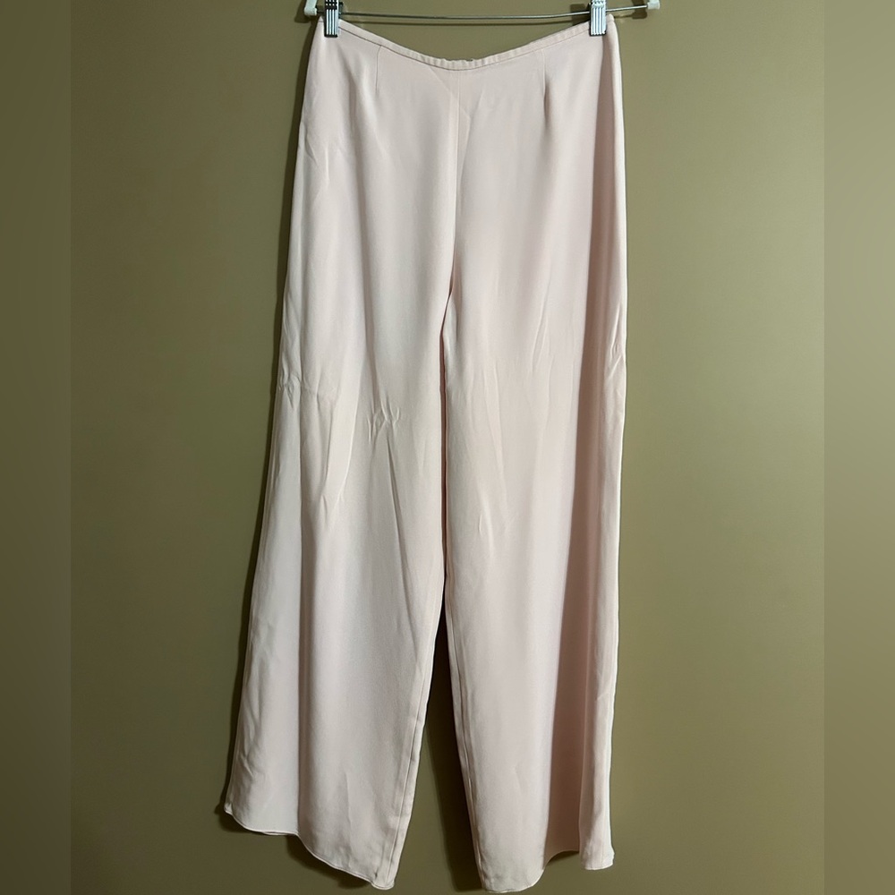 KNH Blush Pink Silk Wide Leg Women's Pants